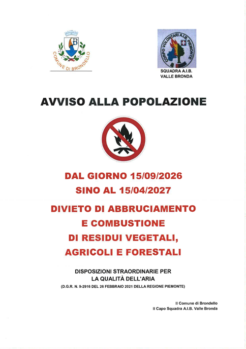 Avviso alla popolazione